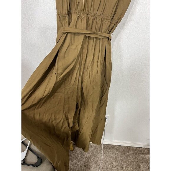 Prologue Olive Green V-Neck Sleeveless Cropped Jumpsuit L - Picture 7 of 10